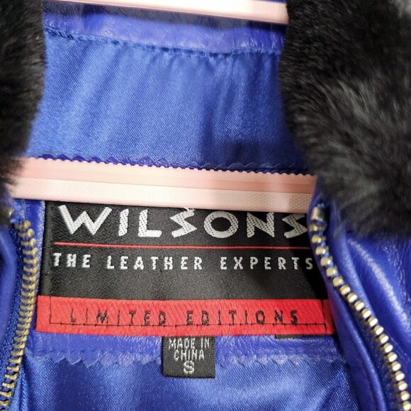NEW WILSONS LEATHER Bomber Jacket Coat BLUE PURPLE size S Retro Y2K Women's Chic - Picture 4 of 8
